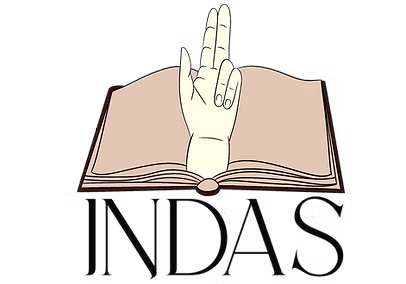 Logo INDAS — une main bénissant posée sur un livre ouvert